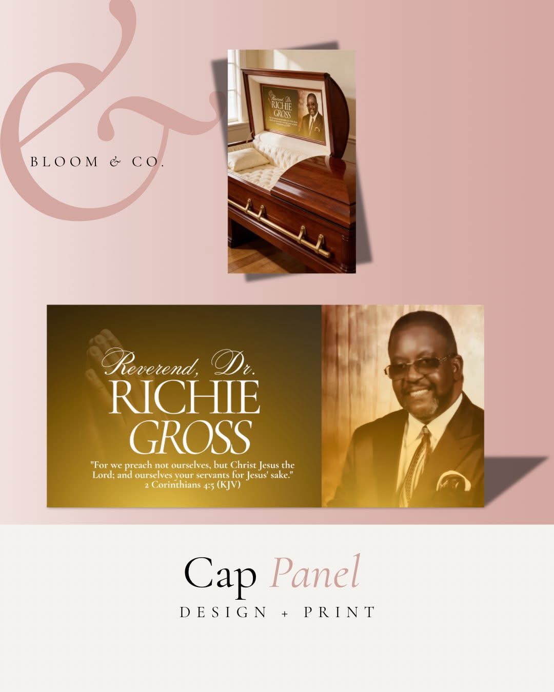 Rev Richie Gross memorial casket panel design