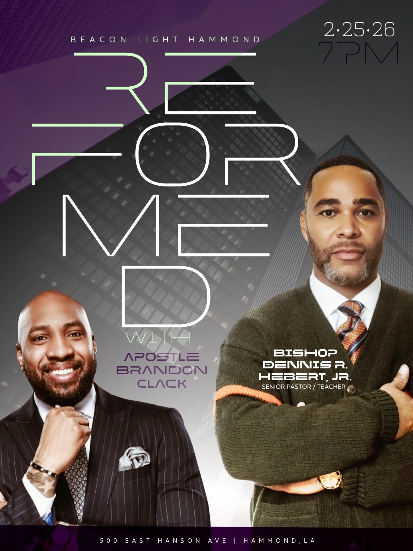 Reformed Event Campaign — Key Visual: Reformed — vertical event flyer