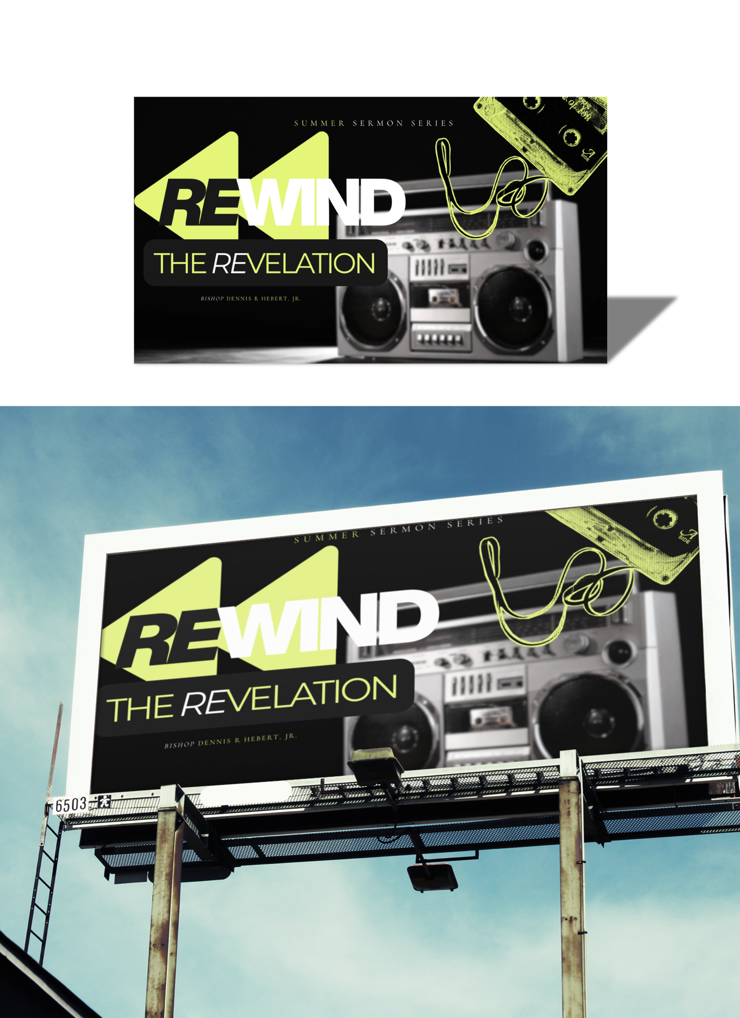 Rewind Sermon Series — Hero Artwork: Rewind — billboard application