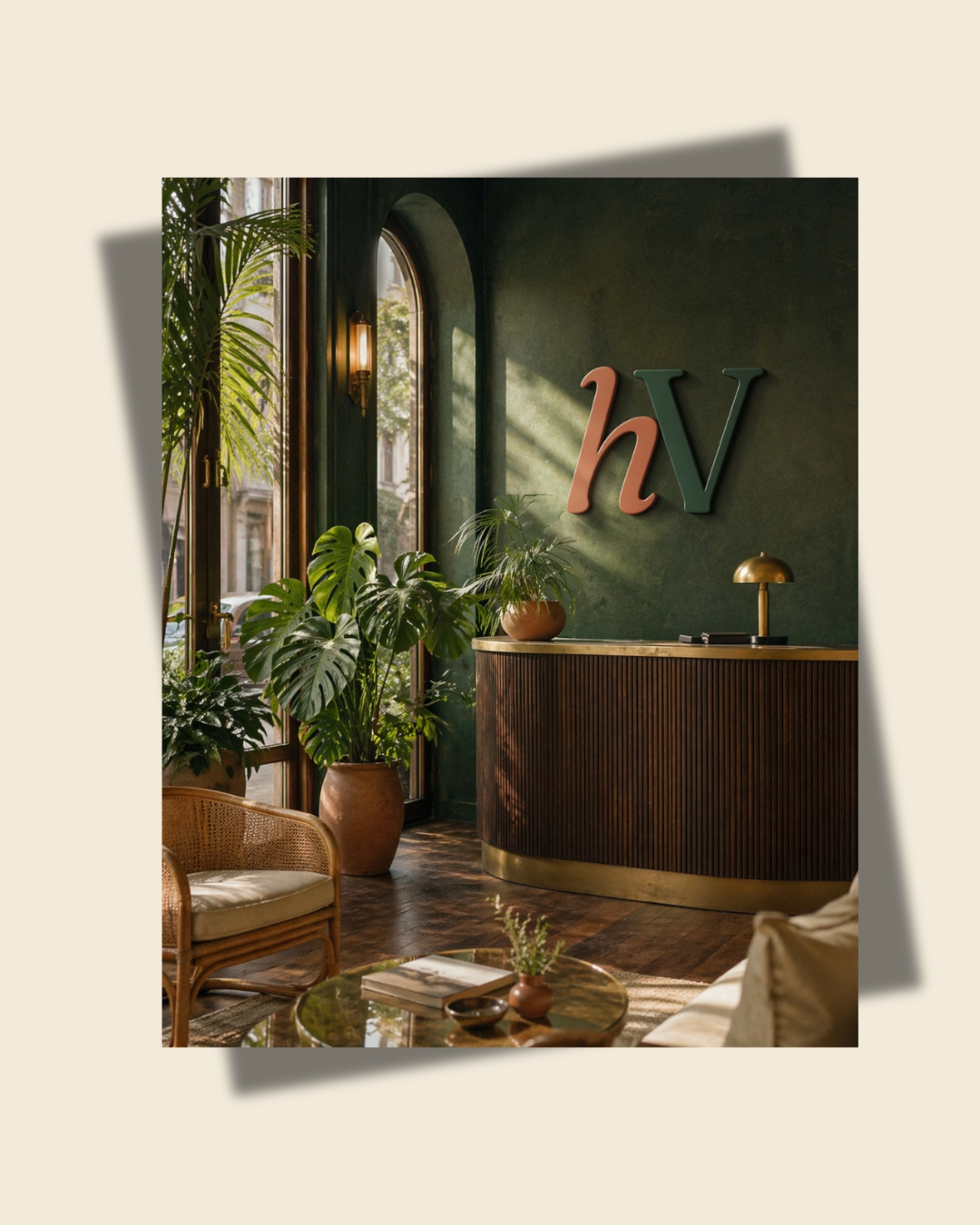 Hotel Verdant — Branded Graphic · 02: Lobby brand application