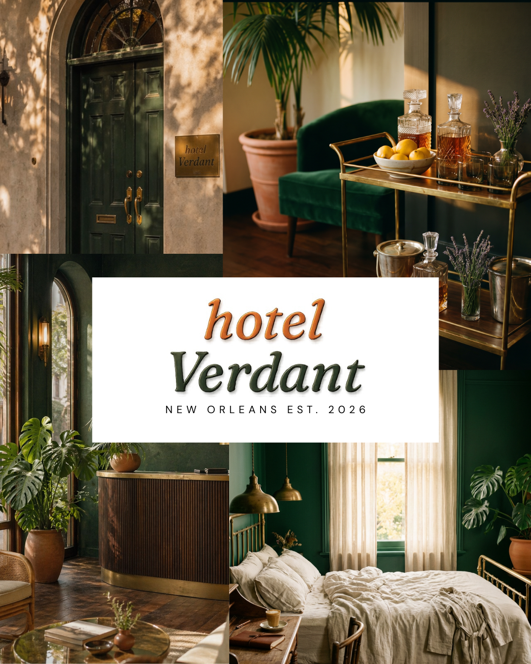 Hotel Verdant — Font & Color Pairing: Forest green, terracotta copper & cream
